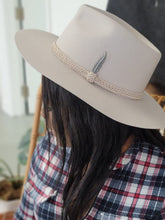 Load image into Gallery viewer, Silver Feather Braid Band Grey Fedora Hat