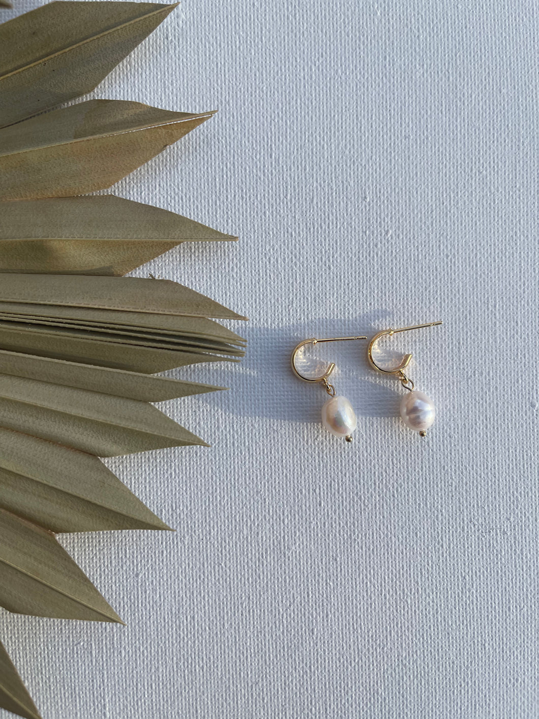 Pearl Hoop Huggie Earrings